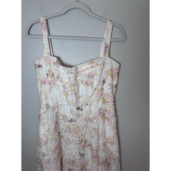 Bardot Women's Lilah Corset Midi Dress Floral Eyelet Sz L NWT $189 - Picture 8 of 14